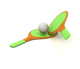 Rackets for playing table tennis. 3D rendering