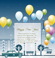 New year celebration with New York in the background place for text. Vector Illustration. EPS 10.
