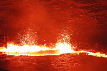 Burning lava lake in Erta Ale volcano-Danakil-Ethiopia. 0221