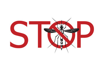 image of Zika virus alert with mosquito prohibited sign