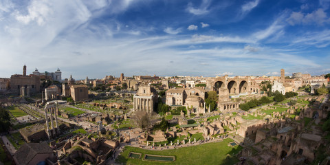 Fototapeta na wymiar Panorama of the Forum Romanum