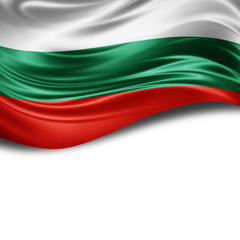 Bulgaria flag of silk with copyspace for your text or images and White background