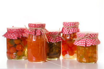 Banks with homemade preserves.