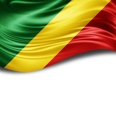 Congo Republic flag of silk with copyspace for your text or images and White background