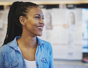 Black business woman smiling