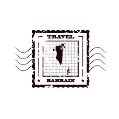 Rubber Stamp with Map of Bahrain,vector illustration