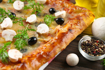 Freshly homemade pizza closeup