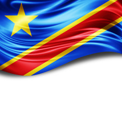 Democratic Republic of the Congo flag of silk with copyspace for your text or images and White background