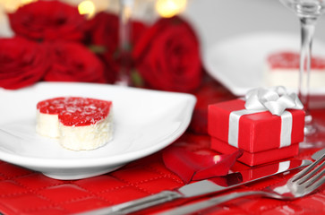 Beautiful romantic table setting for . St. Valentines Day