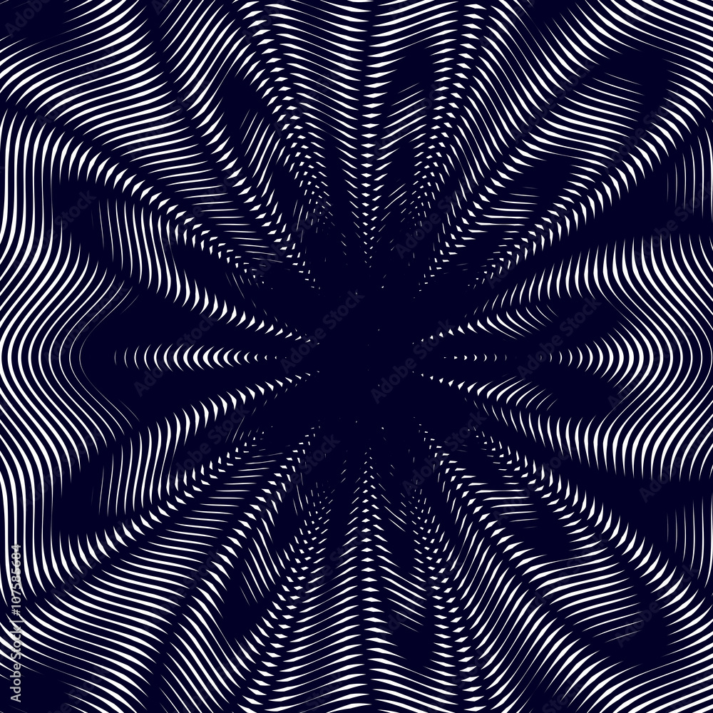 Poster geometric vector background created with moire technique.