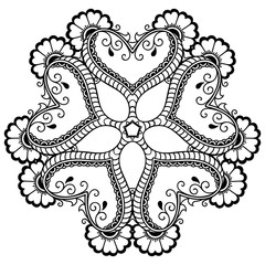 Vector henna tatoo mandala. Mehndi style.
