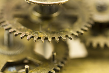 Close up of cogs inside a clock