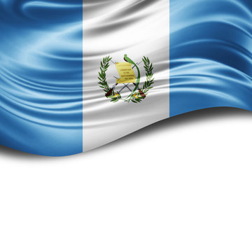 Guatemala flag of silk with copyspace for your text or images and White background