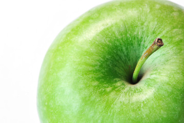 green apple close up isolated on white background