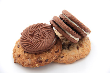 Chocolate chip cookie on white