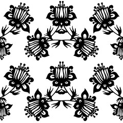 Black and white vector seamless damask pattern