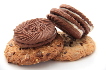 Chocolate chip cookie on white