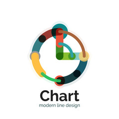 Thin line chart logo design. Graph icon modern colorful flat style