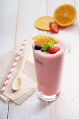 fresh strawberry smoothie.