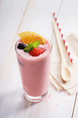 fresh strawberry smoothie.