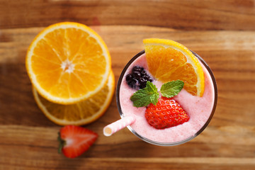 fresh strawberry smoothie.