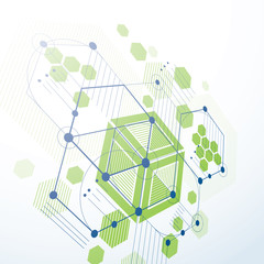 3d vector Bauhaus abstract green background made with grid 