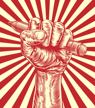 Propaganda Pencil Woodcut Hand