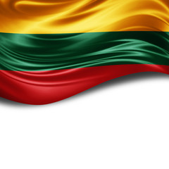 Lithuania flag of silk with copyspace for your text or images and White background