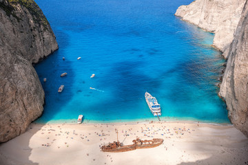 Navagio beach with shipwreck on Zakynthos island in Greece