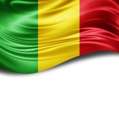 Mali flag of silk with copyspace for your text or images and White background
