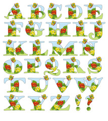 Spring time alphabet - Vector illustration