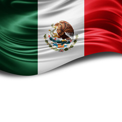 Mexico flag of silk with copyspace for your text or images and White background © patrice6000