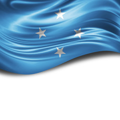 Micronesia flag of silk with copyspace for your text or images and White background