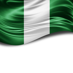 Nigeria flag of silk with copyspace for your text or images and White background