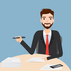 Businessman sign the document with pen at the office.