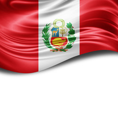 Peru flag of silk with copyspace for your text or images and White background