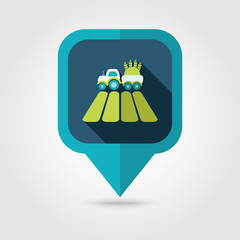 Tractor field flat pin map icon. Map pointer