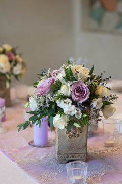 lilac bouquet, wedding floristry and decoration