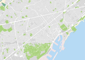 vector city map of Barcelona, Spain - obrazy, fototapety, plakaty