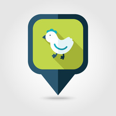 Chicken flat pin map icon. Map pointer