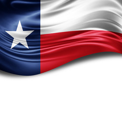  texas flag of silk with copyspace for your text or images and White background