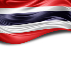 Naklejka premium Thailand flag of silk with copyspace for your text or images and White background