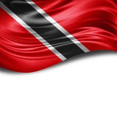 Tobago flag of silk with copyspace for your text or images and White background