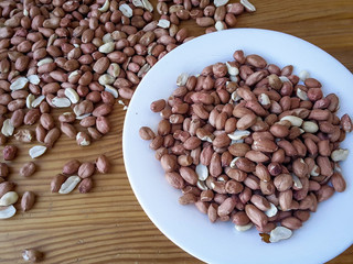 Peanut nuts on a plate
