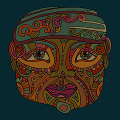 hand drawn ethnic head