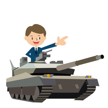 man in suit riding tank pointing clip art preview