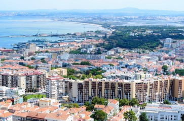 Obraz premium Aerial view from Christo Rei statue