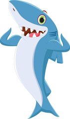 cute shark cartoon posing