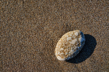 Pebble on the beach on the Greek island of Corfu.