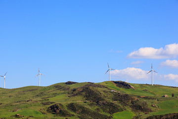 Wind turbines in the Sicily countryside